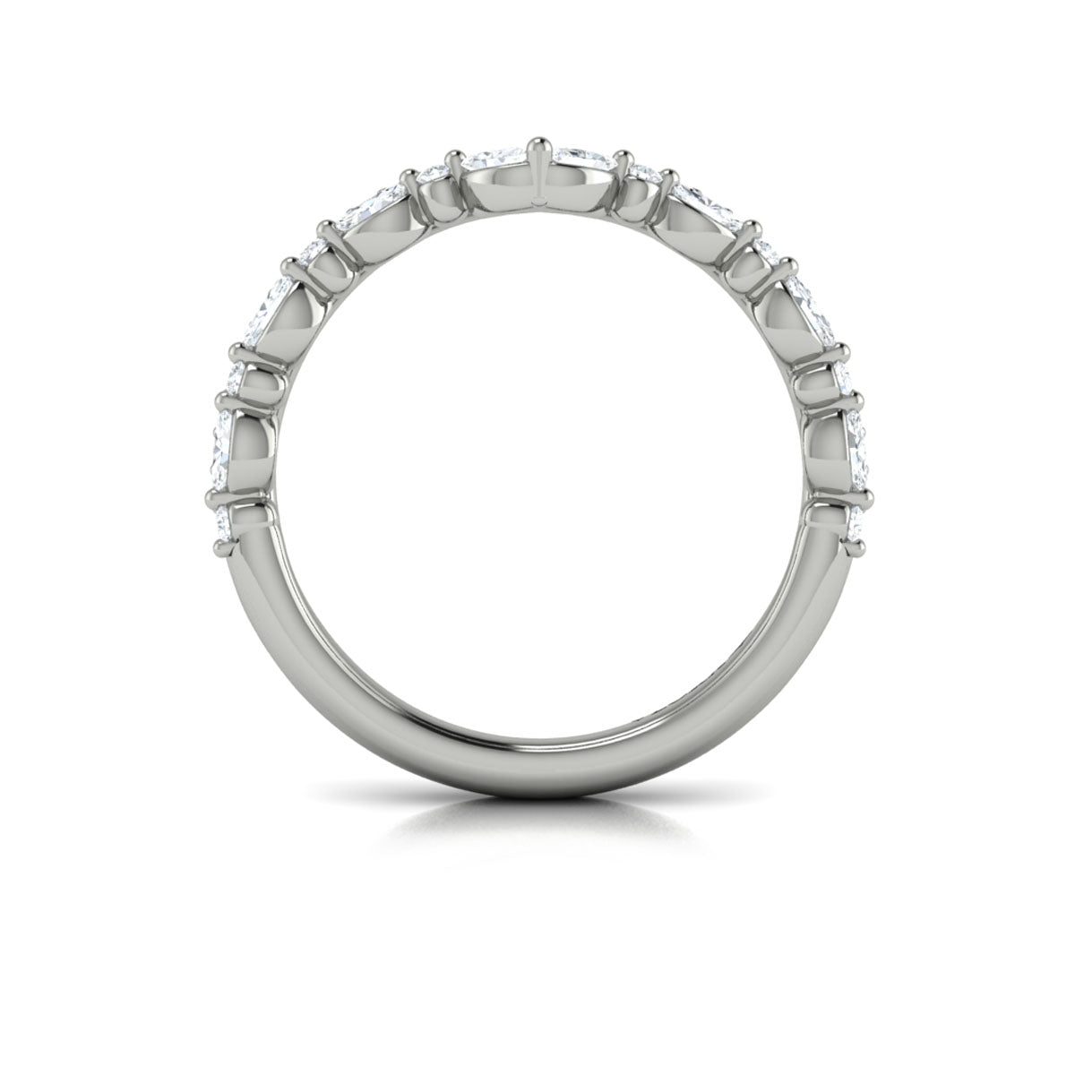 14K White Gold Diamond Contour Wedding Band for Women