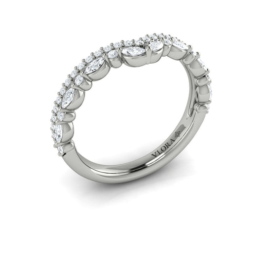 14K White Gold Diamond Contour Wedding Band for Women
