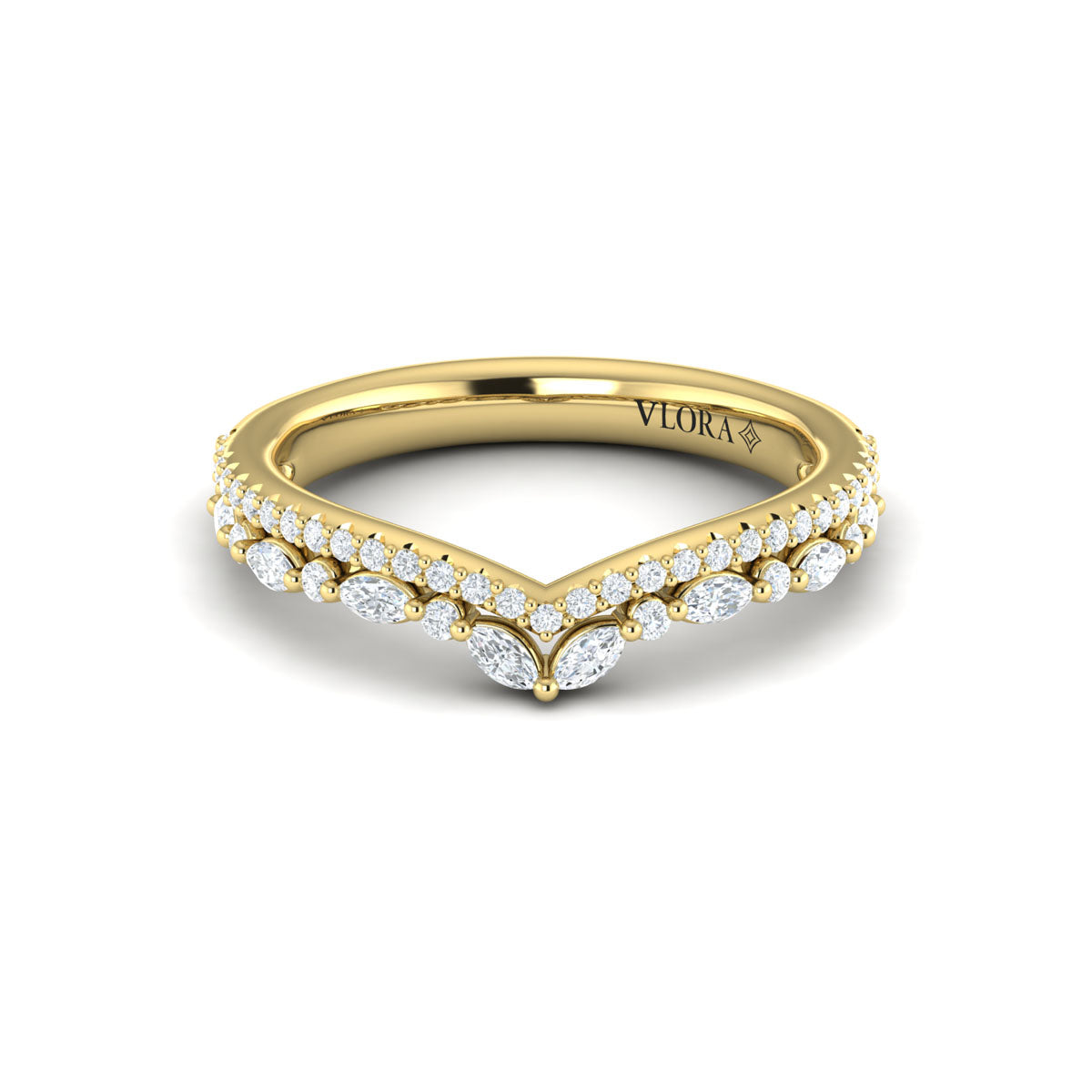 14kt Yellow Gold Diamond Contour Womens Wedding Band
