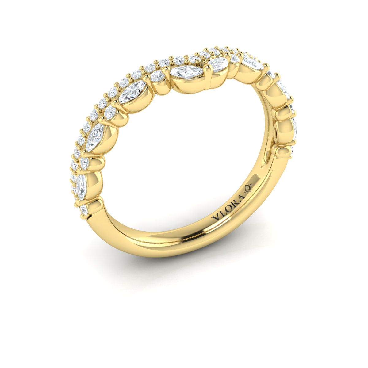 14kt Yellow Gold Diamond Contour Womens Wedding Band