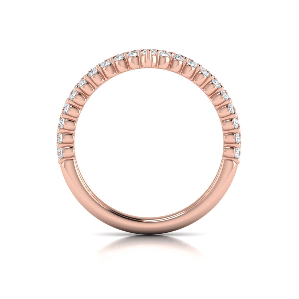 14kt Rose Gold Diamond Contour Womens Wedding Band