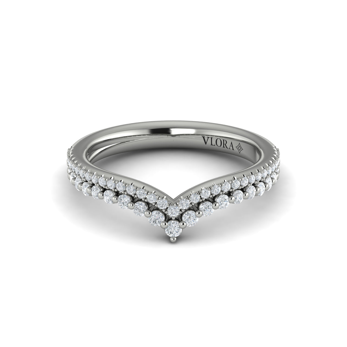 14K White Gold Diamond Contour Wedding Band for Women