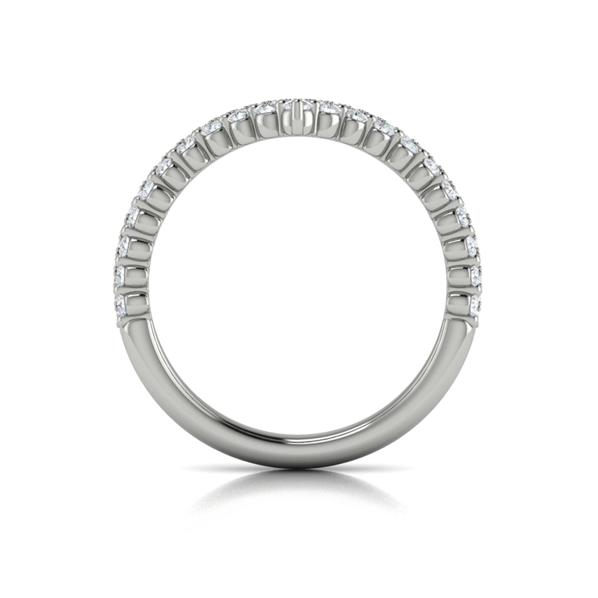 14K White Gold Diamond Contour Wedding Band for Women