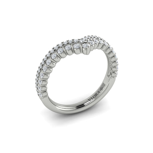 14K White Gold Diamond Contour Wedding Band for Women