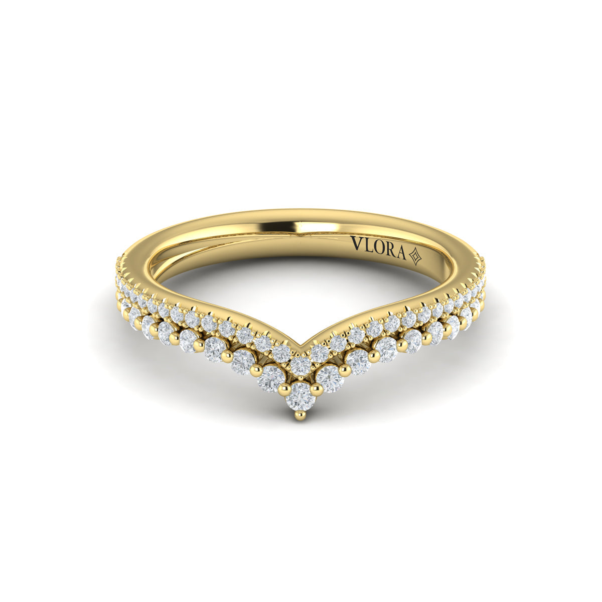 14kt Yellow Gold Diamond Contour Womens Wedding Band