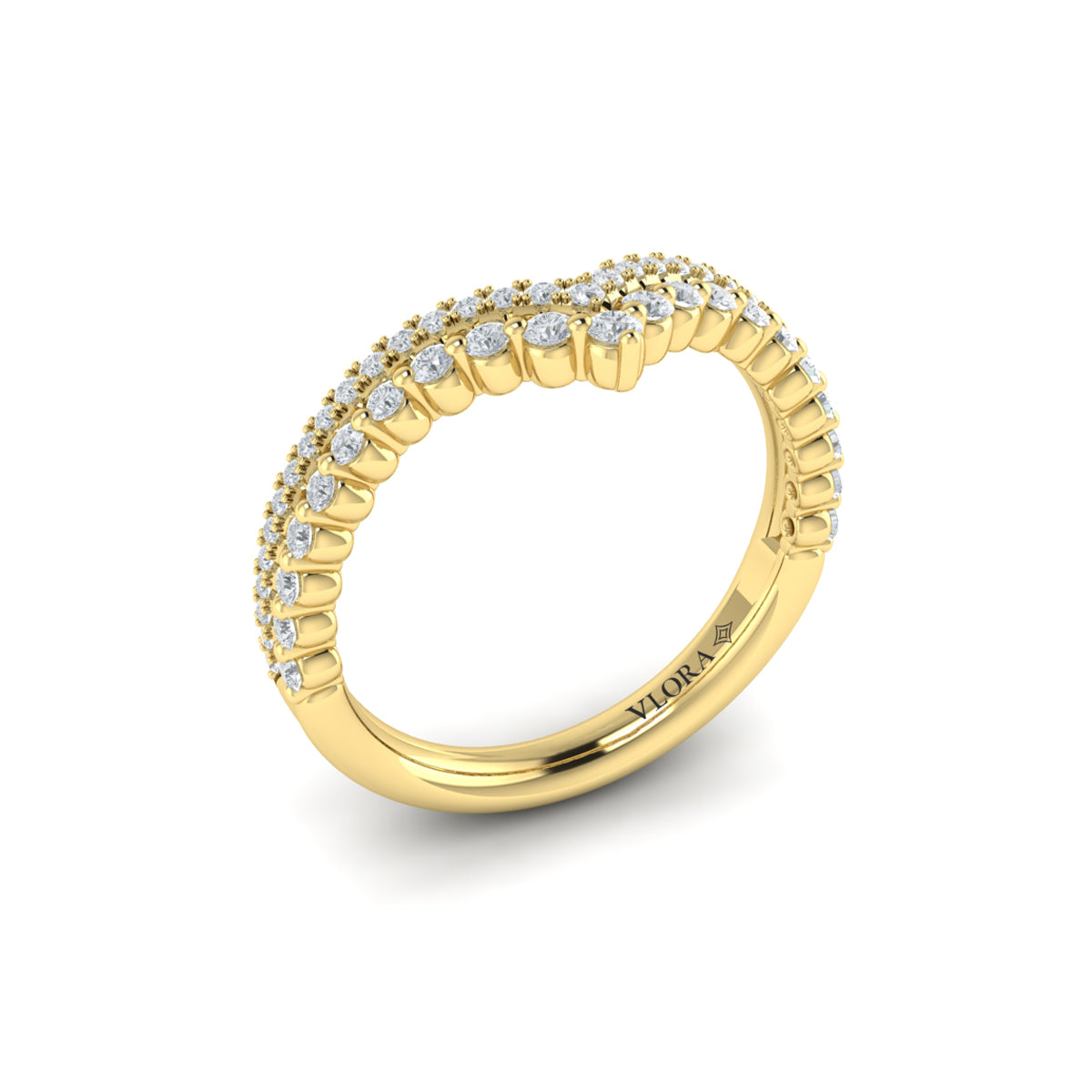 14kt Yellow Gold Diamond Contour Womens Wedding Band