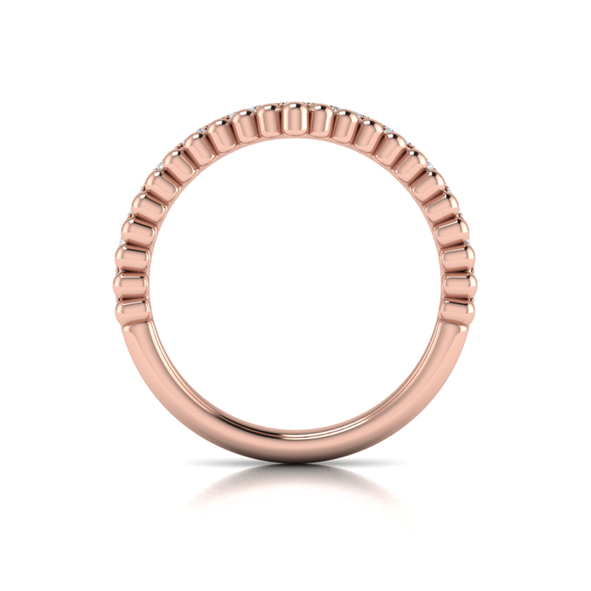 14kt Rose Gold Diamond Contour Womens Wedding Band