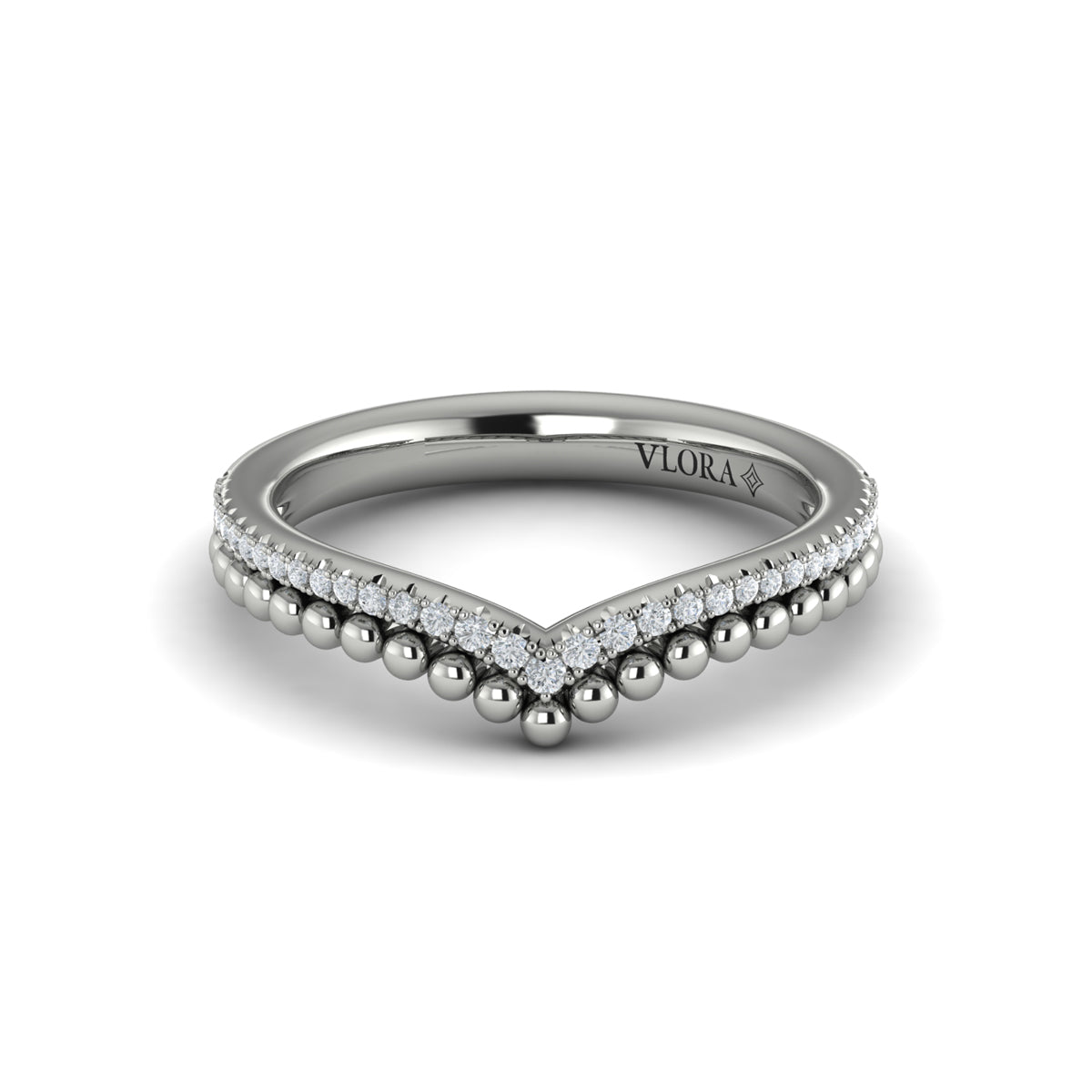 14K White Gold Diamond Contour Wedding Band for Women