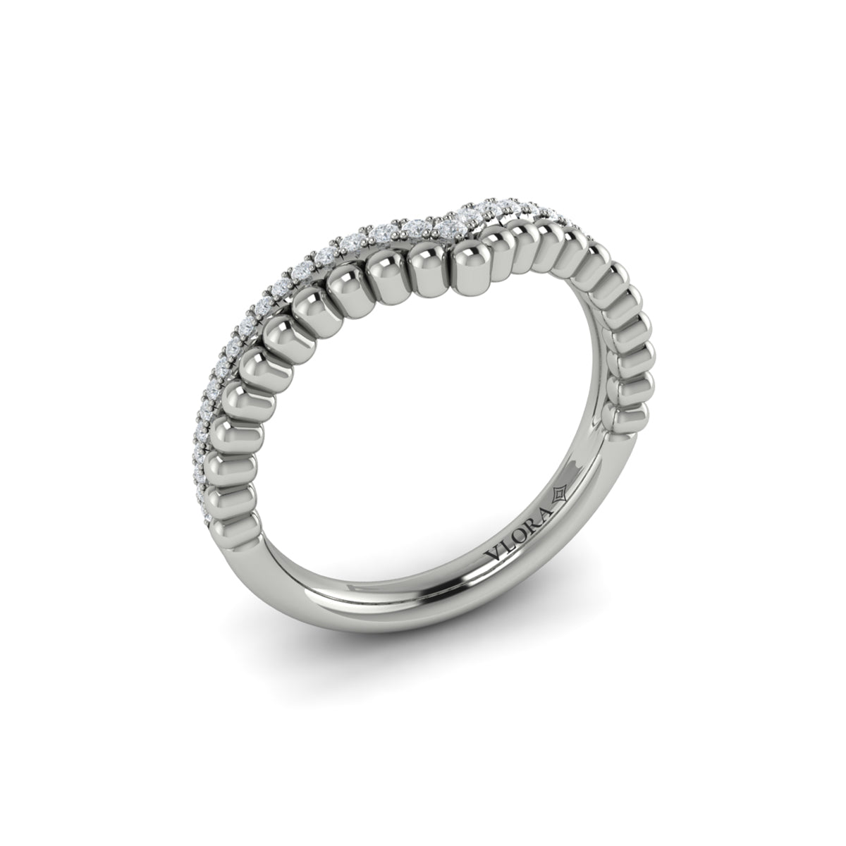 14K White Gold Diamond Contour Wedding Band for Women