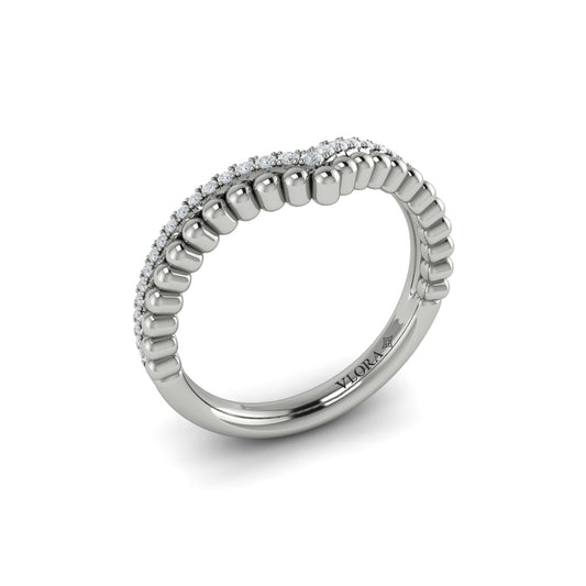 14K White Gold Diamond Contour Wedding Band for Women
