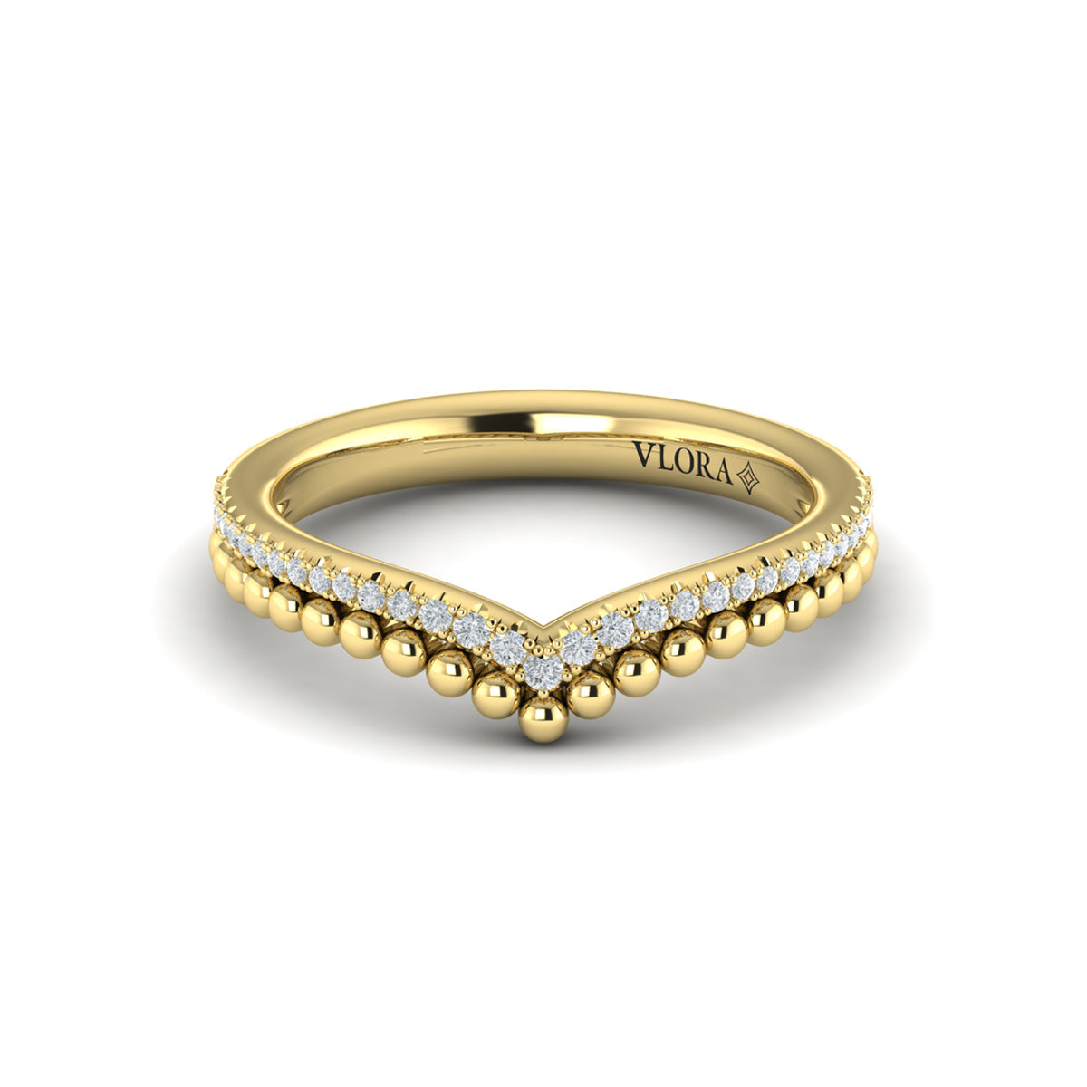 14kt Yellow Gold Diamond Contour Womens Wedding Band