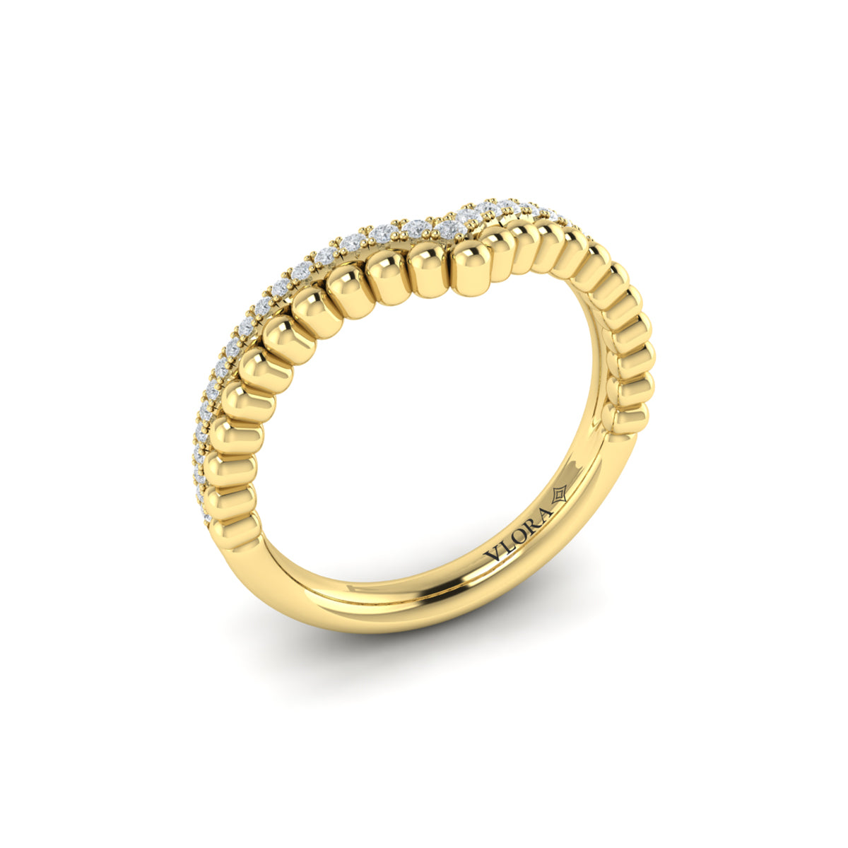 14kt Yellow Gold Diamond Contour Womens Wedding Band