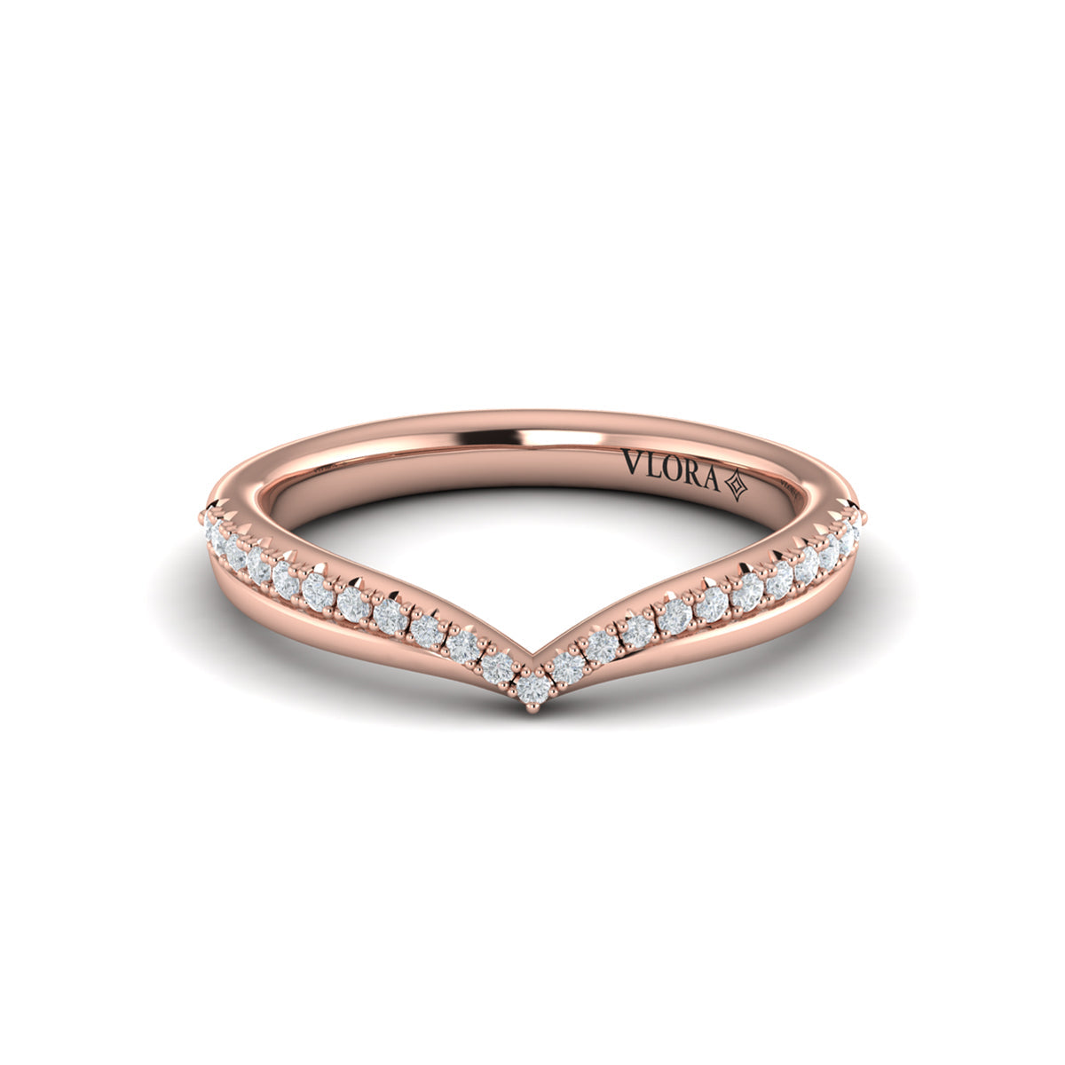 14kt Rose Gold Diamond Contour Womens Wedding Band