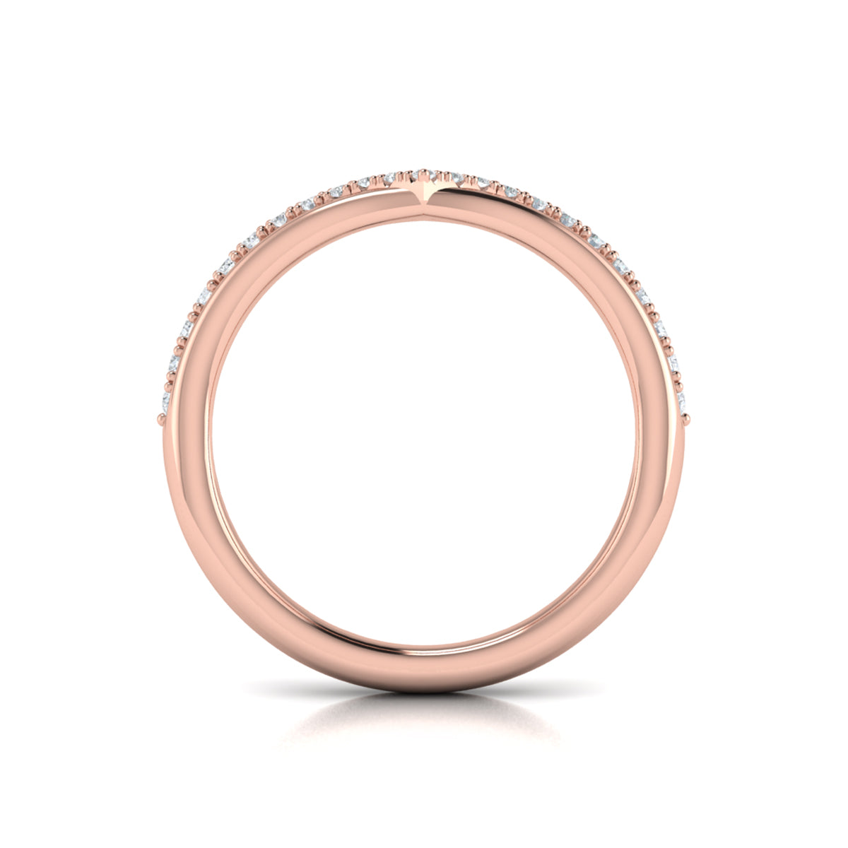 14kt Rose Gold Diamond Contour Womens Wedding Band