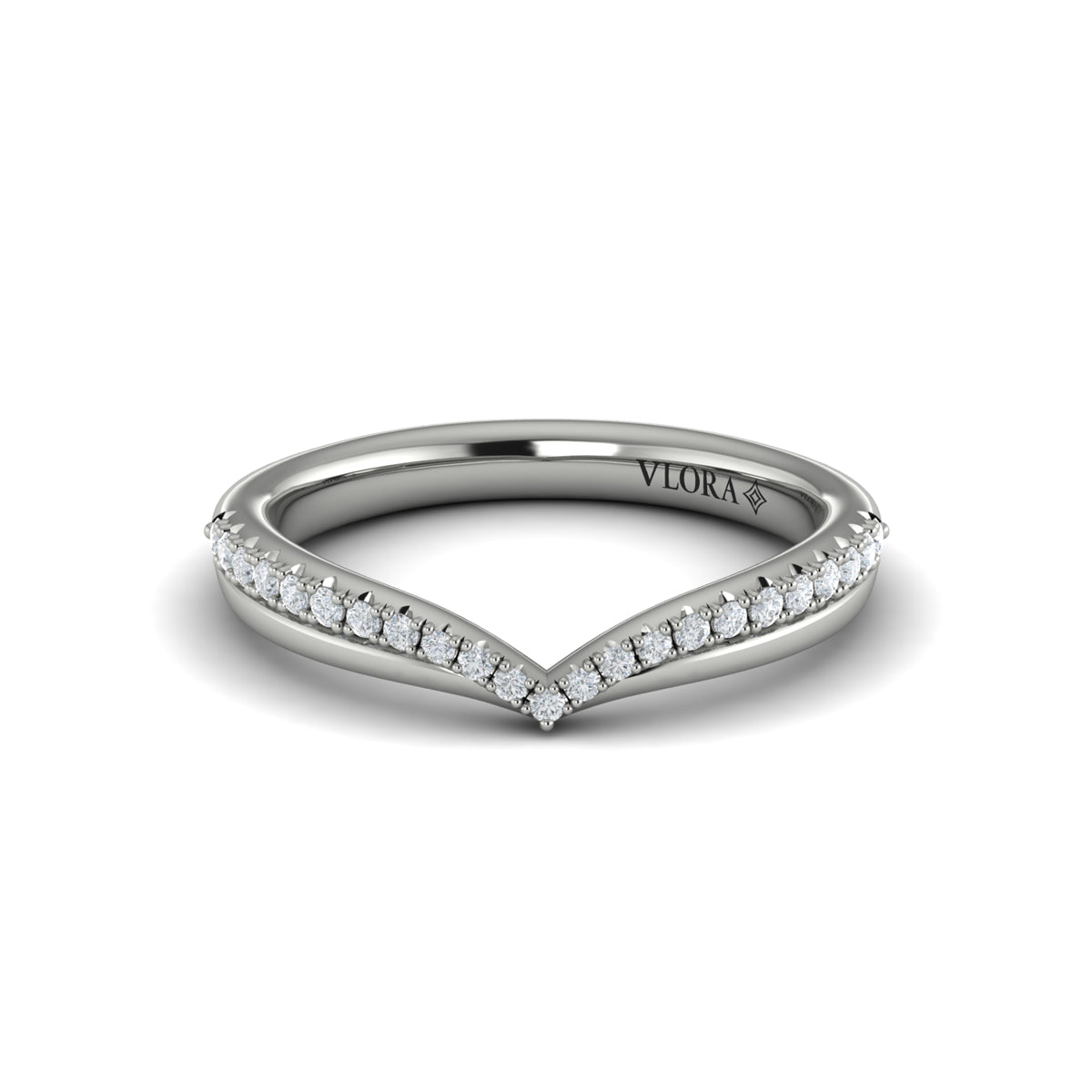 14K White Gold Diamond Contour Wedding Band for Women