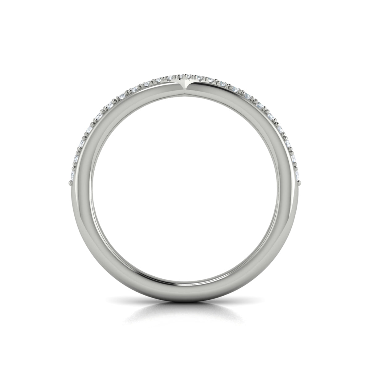 14K White Gold Diamond Contour Wedding Band for Women