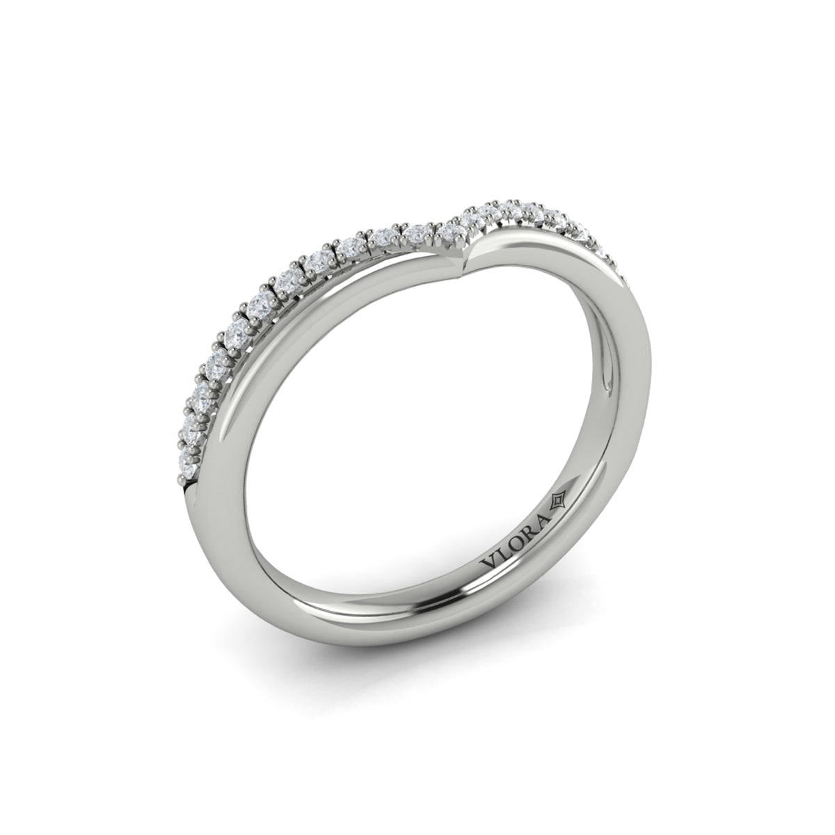 14K White Gold Diamond Contour Wedding Band for Women