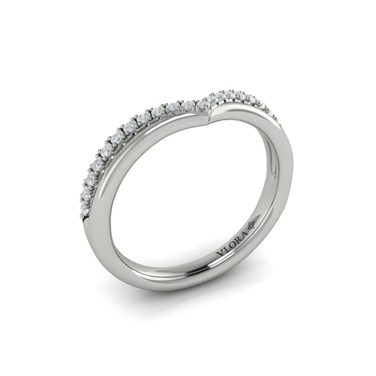 14K White Gold Diamond Contour Wedding Band for Women