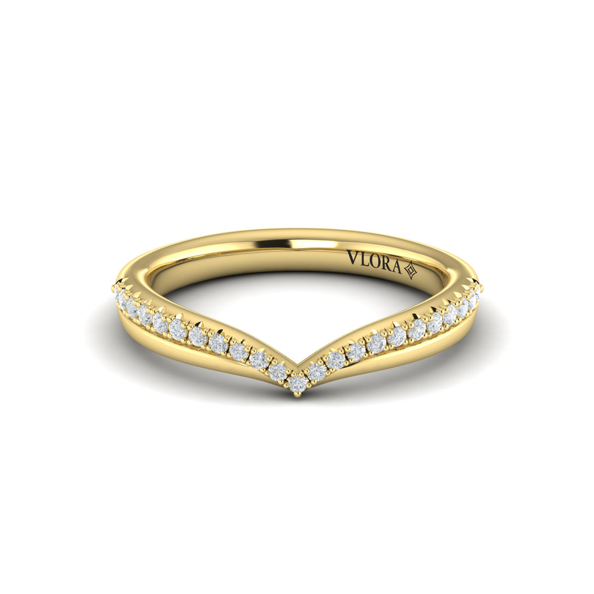 14kt Yellow Gold Diamond Contour Womens Wedding Band