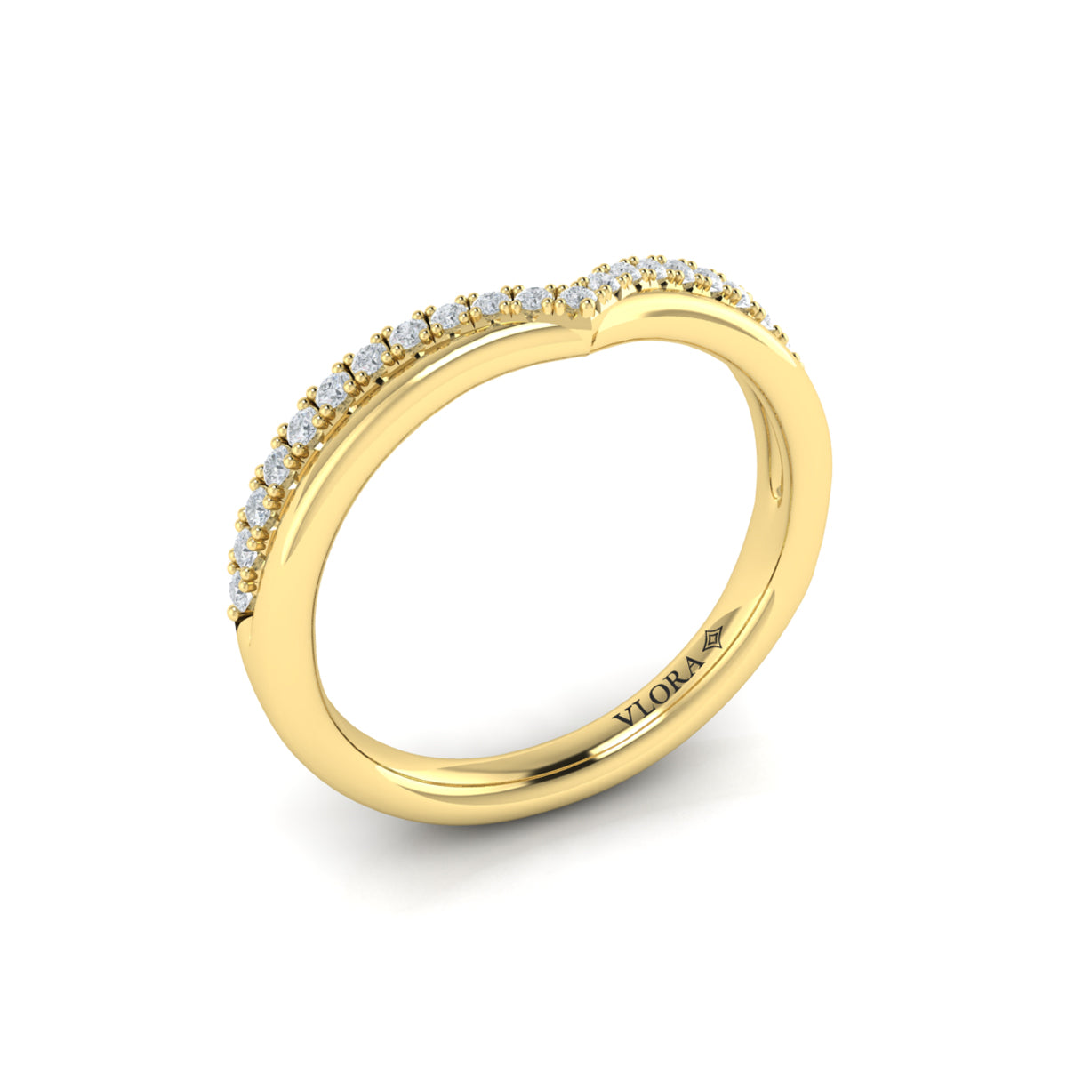 14kt Yellow Gold Diamond Contour Womens Wedding Band