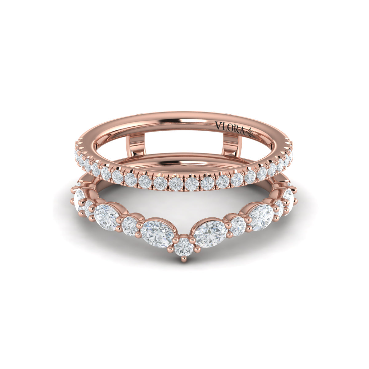 14kt Rose Gold Diamond Womens Wedding Band Enhancer