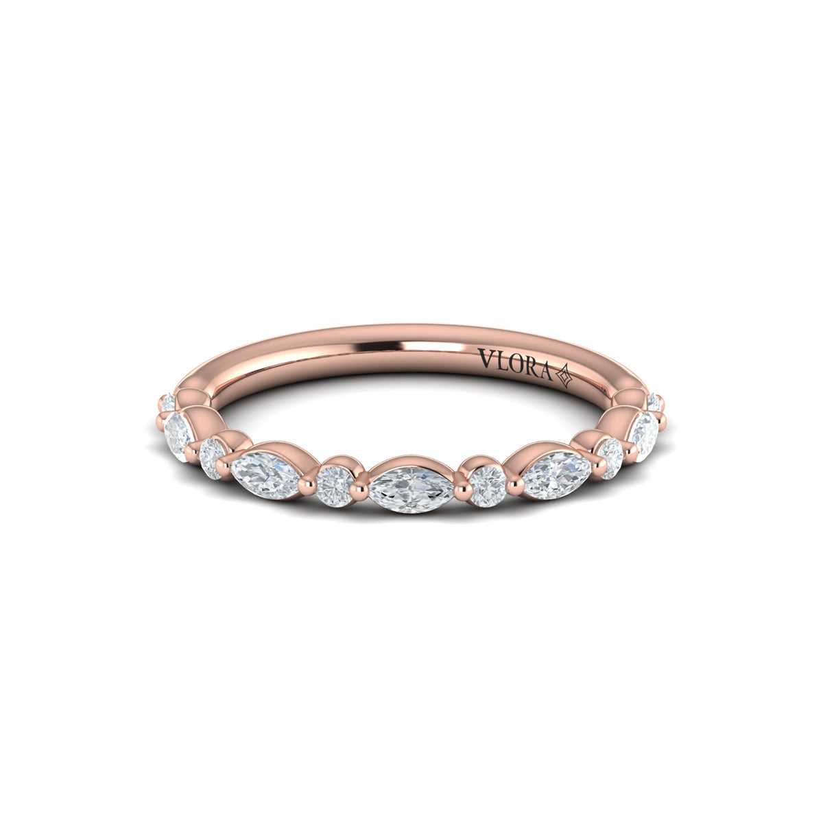 18kt Rose Gold Diamond Stackable Womens Wedding Band