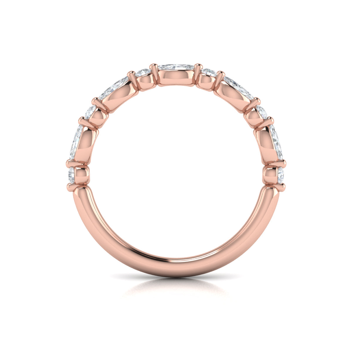 18kt Rose Gold Diamond Stackable Womens Wedding Band