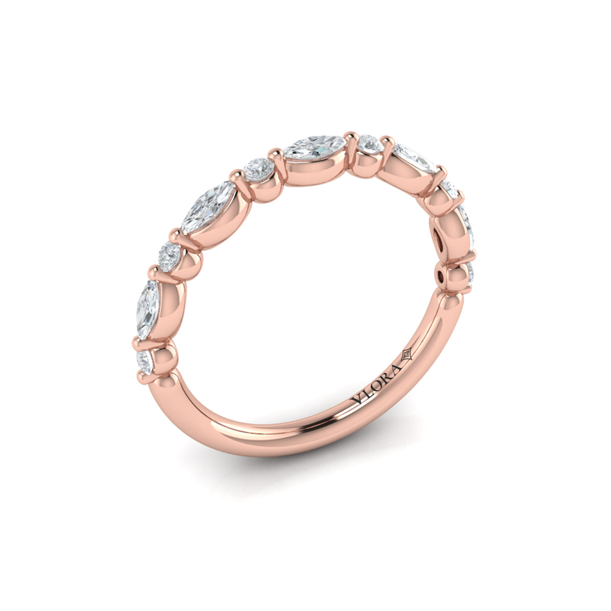18kt Rose Gold Diamond Stackable Womens Wedding Band