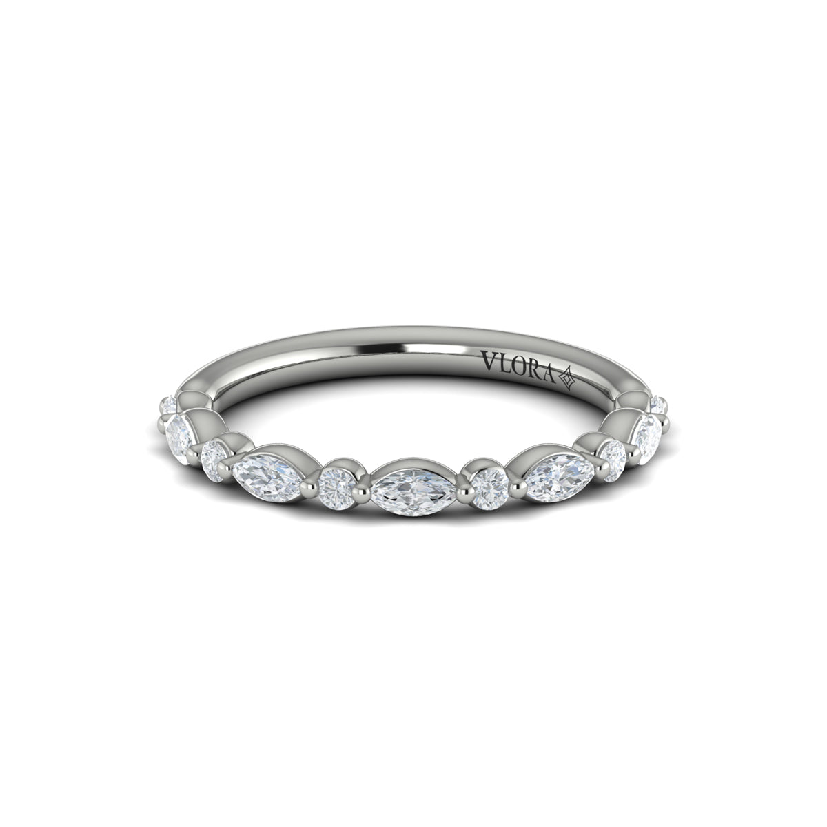 14K White Gold Diamond Stackable Wedding Band