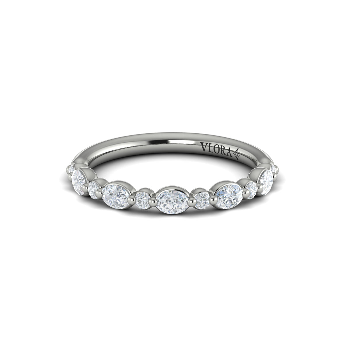 14K White Gold Diamond Stackable Wedding Band