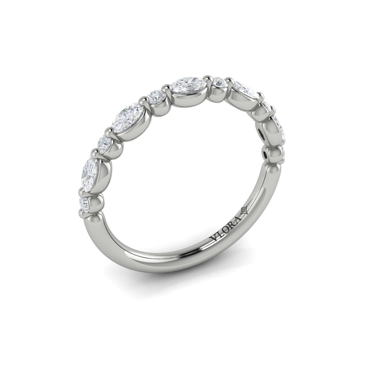 14K White Gold Diamond Stackable Wedding Band