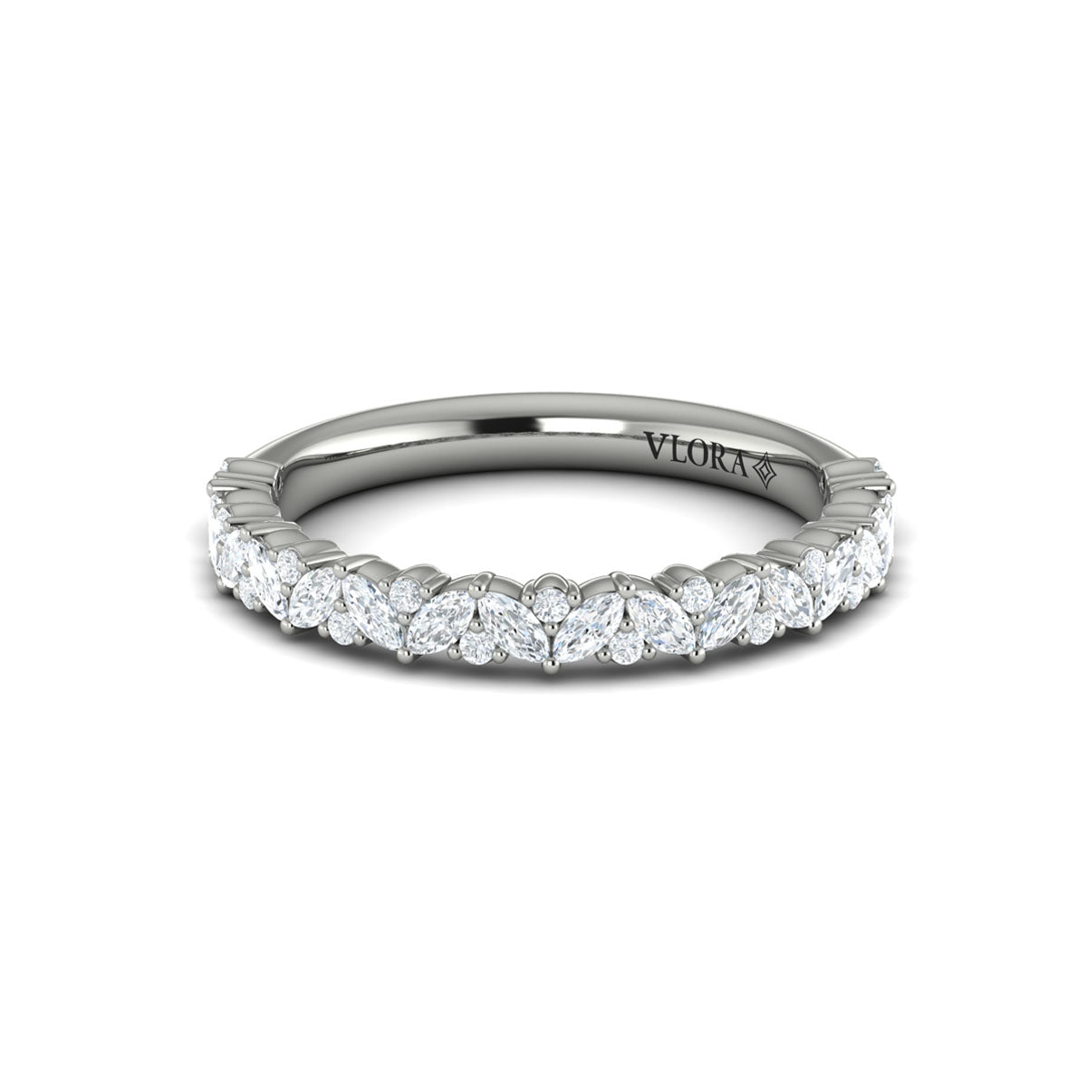 14K White Gold Diamond Stackable Wedding Band
