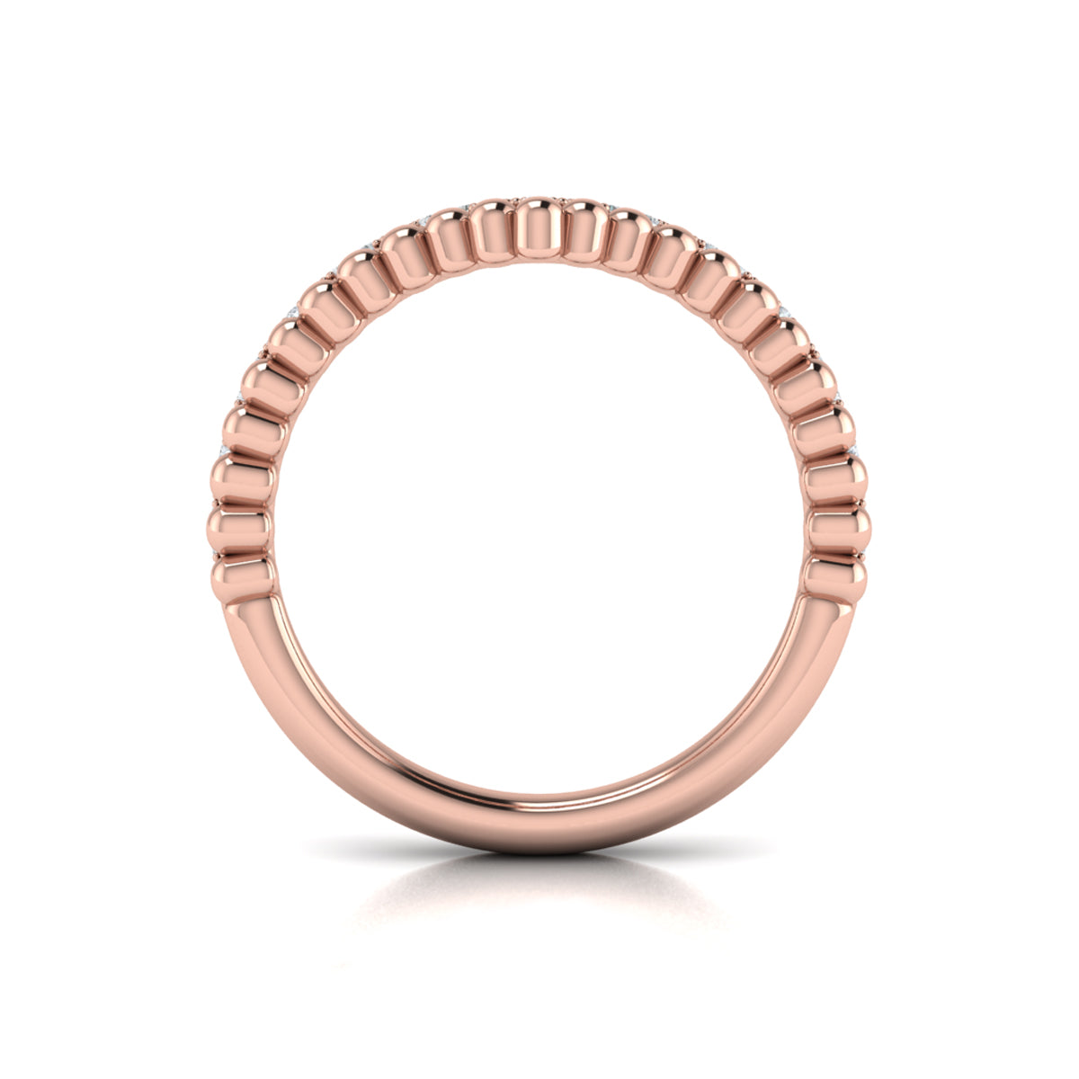 14kt Rose Gold Diamond Contour Wedding Band for Women