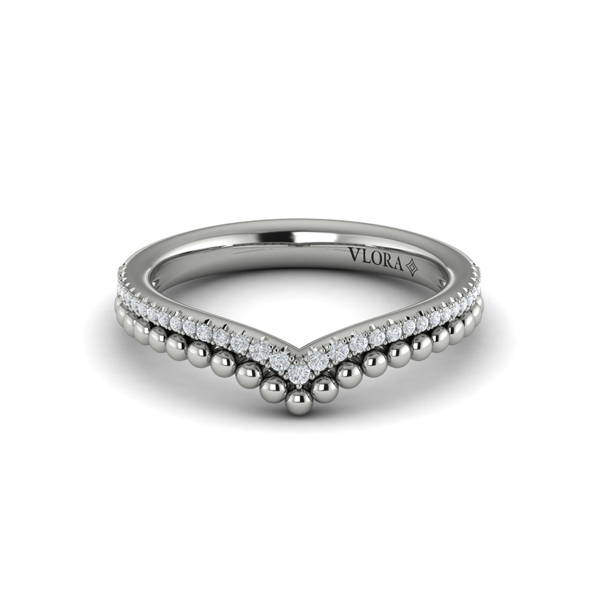 14K White Gold Diamond Contour Wedding Band for Women