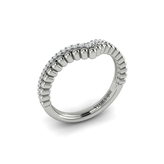 14K White Gold Diamond Contour Wedding Band for Women