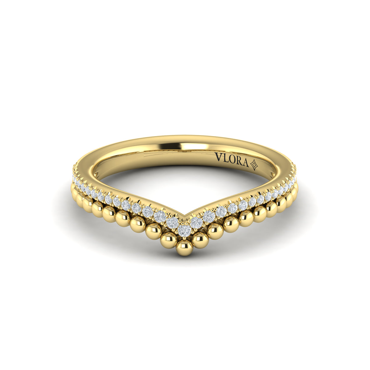 14kt Yellow Gold Diamond Contour Wedding Band for Women