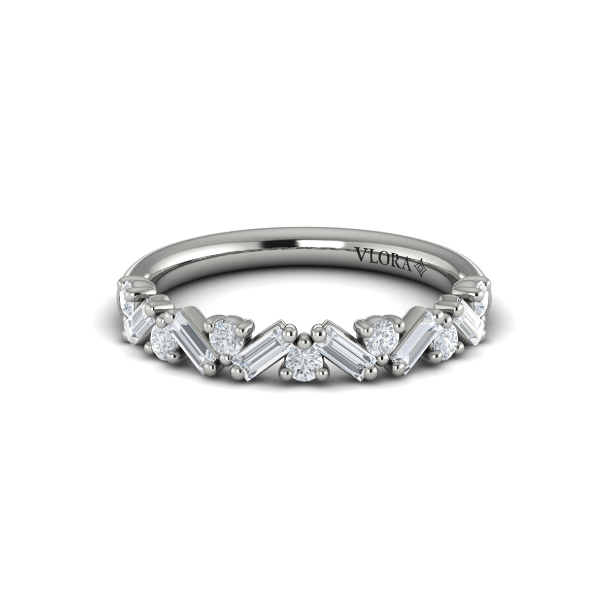 14K White Gold Diamond Stackable Wedding Band