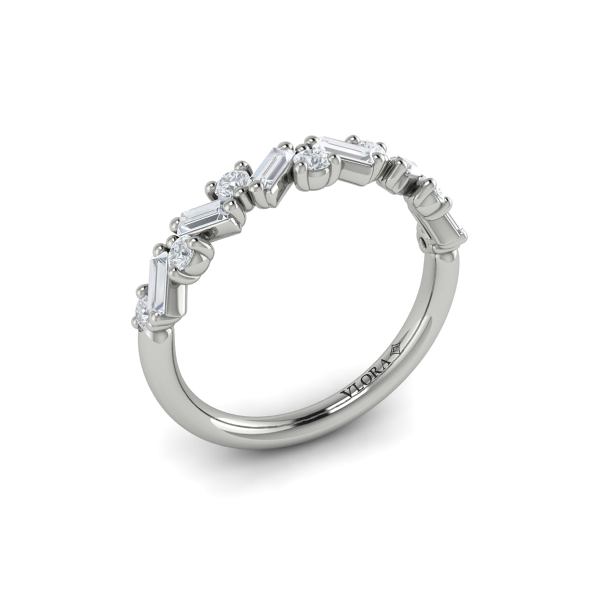 14K White Gold Diamond Stackable Wedding Band