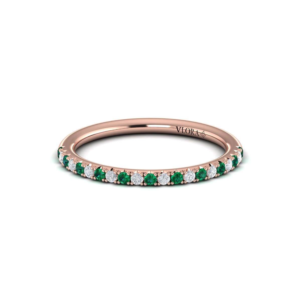18kt Rose Gold Emerald Cut Womens Wedding Band