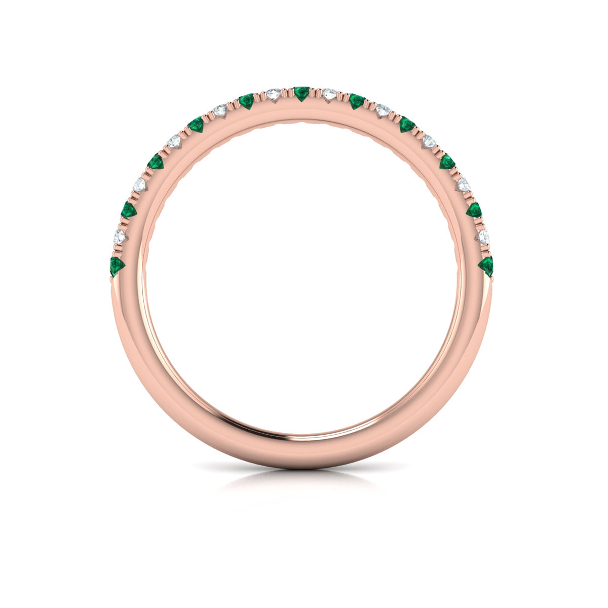 18kt Rose Gold Emerald Cut Womens Wedding Band