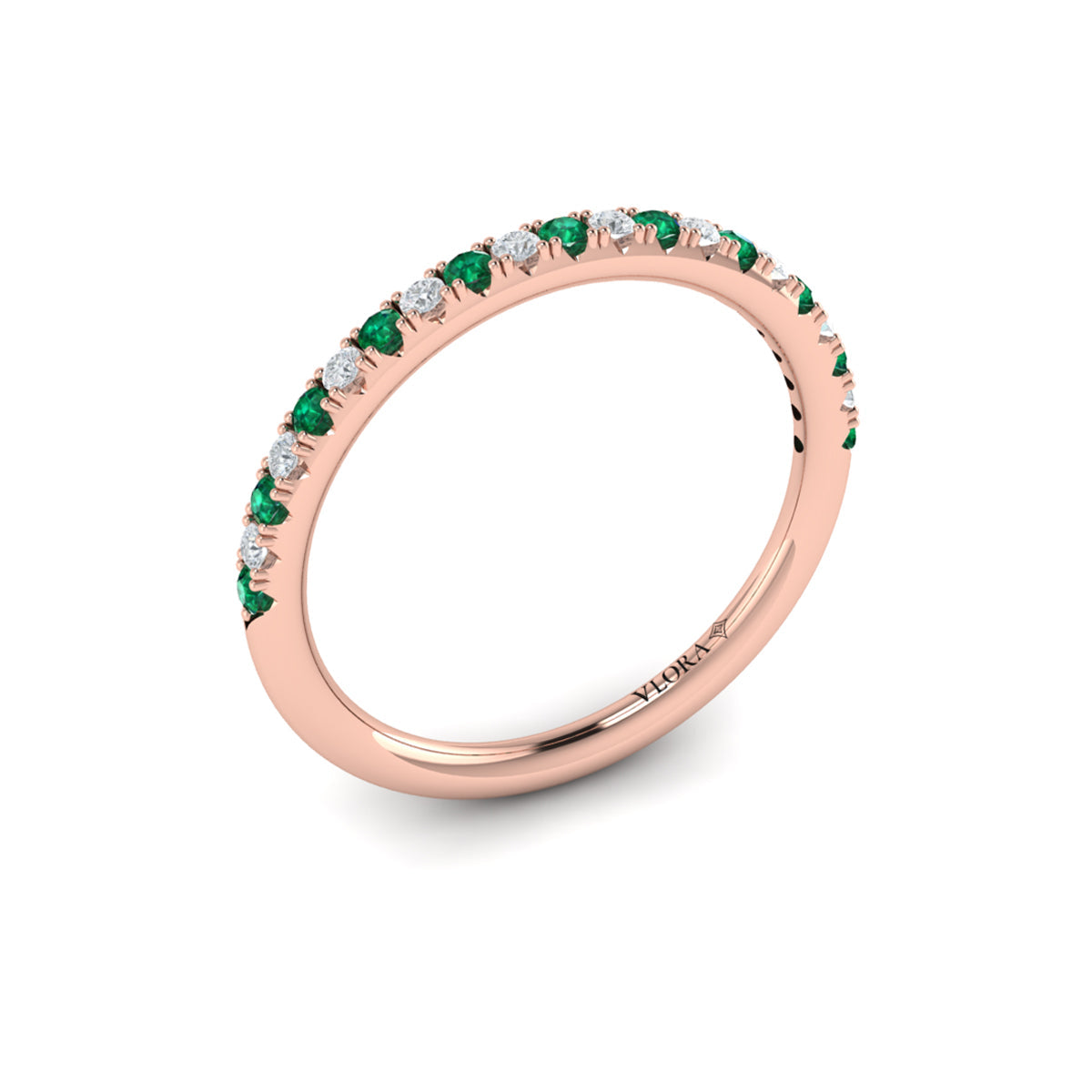 18kt Rose Gold Emerald Cut Womens Wedding Band