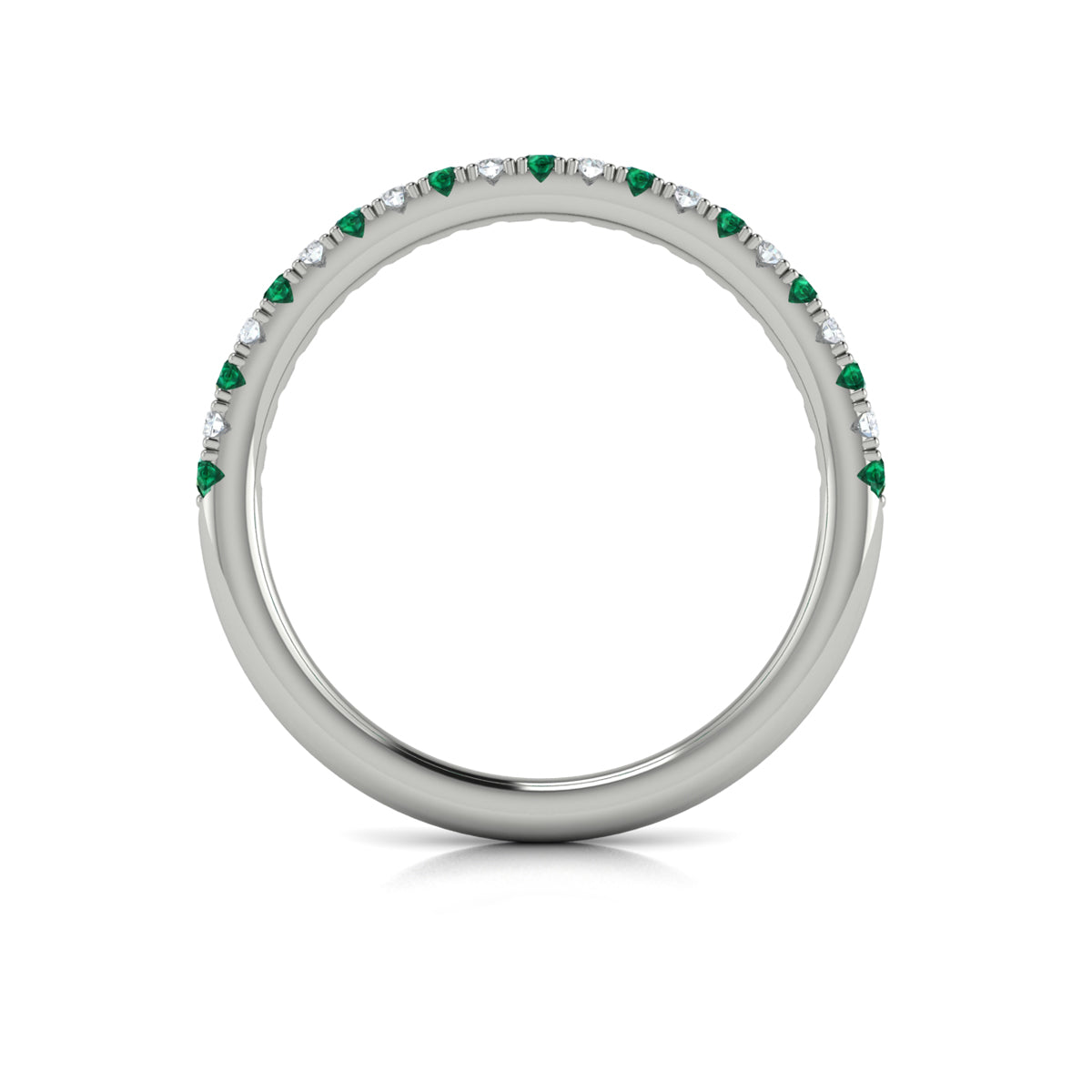 14K White Gold Emerald Cut Womens Wedding Band