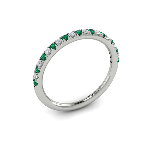 14K White Gold Emerald Cut Womens Wedding Band