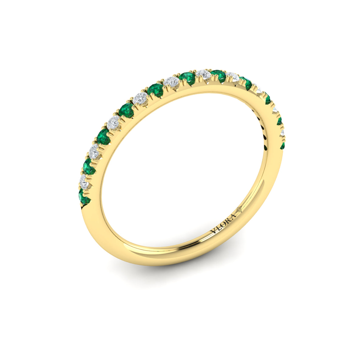 14kt Yellow Gold Emerald Cut Womens Wedding Band