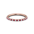 18K Rose Gold Ruby Womens Wedding Band with Diamonds
