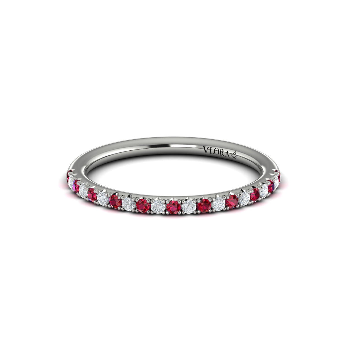14kt White Gold Ruby Womens Wedding Band