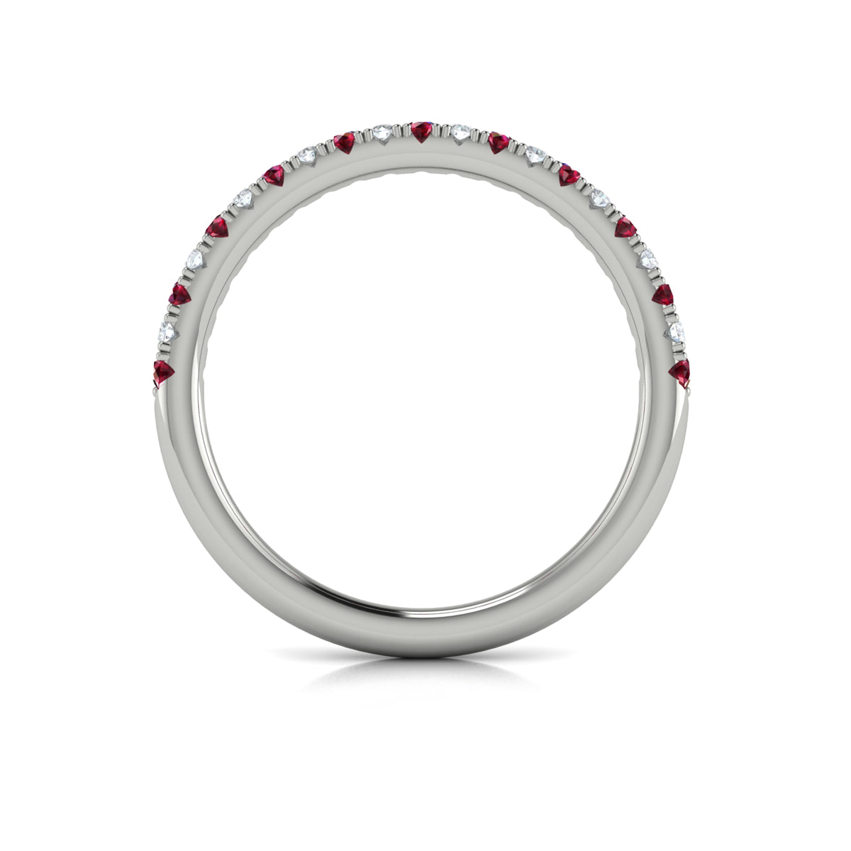 14kt White Gold Ruby Womens Wedding Band
