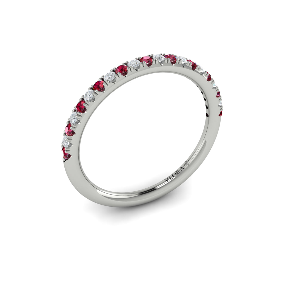 14kt White Gold Ruby Womens Wedding Band