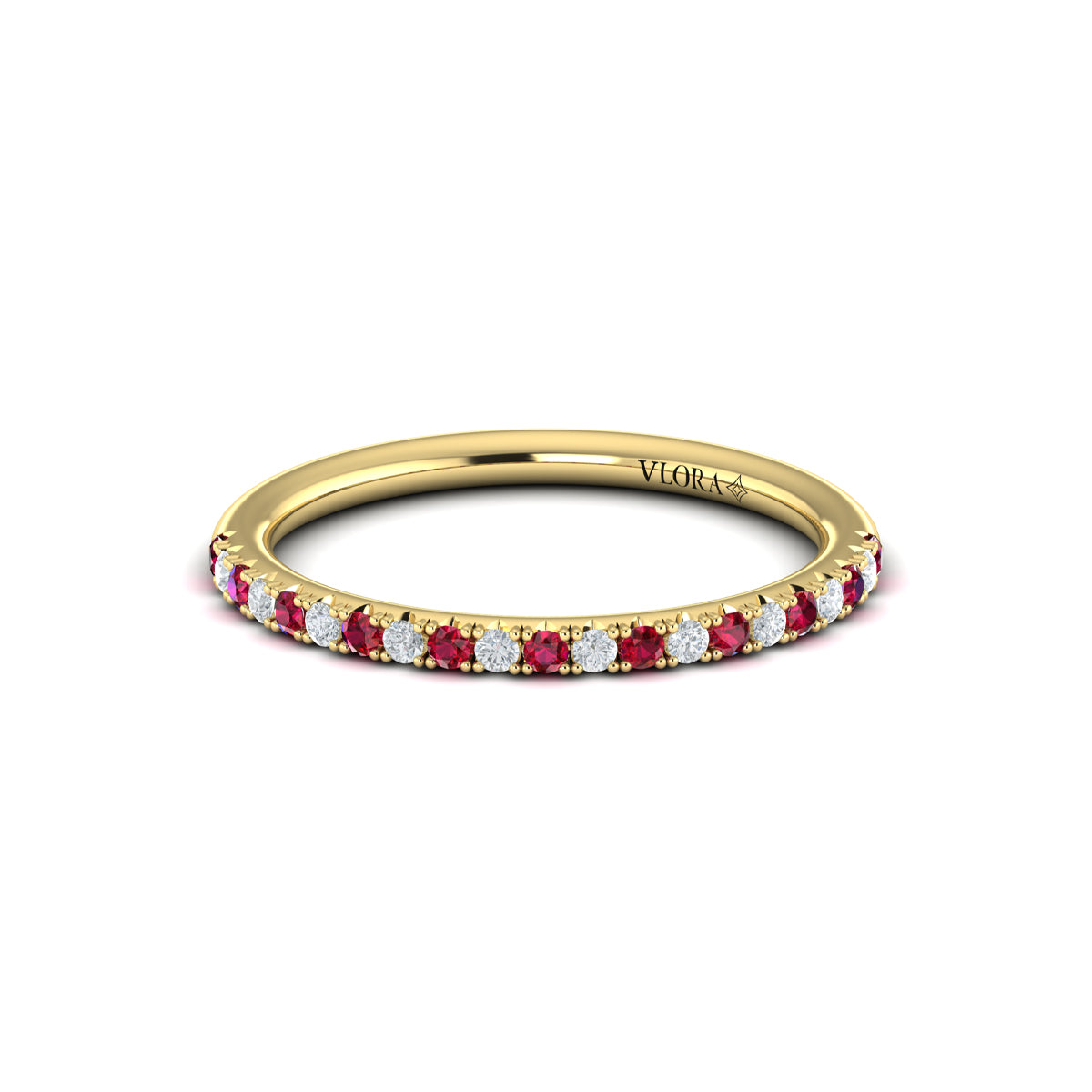 14kt Yellow Gold Ruby Womens Wedding Band
