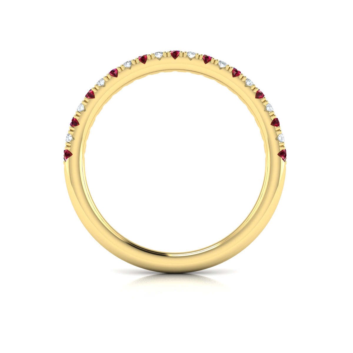 14kt Yellow Gold Ruby Womens Wedding Band
